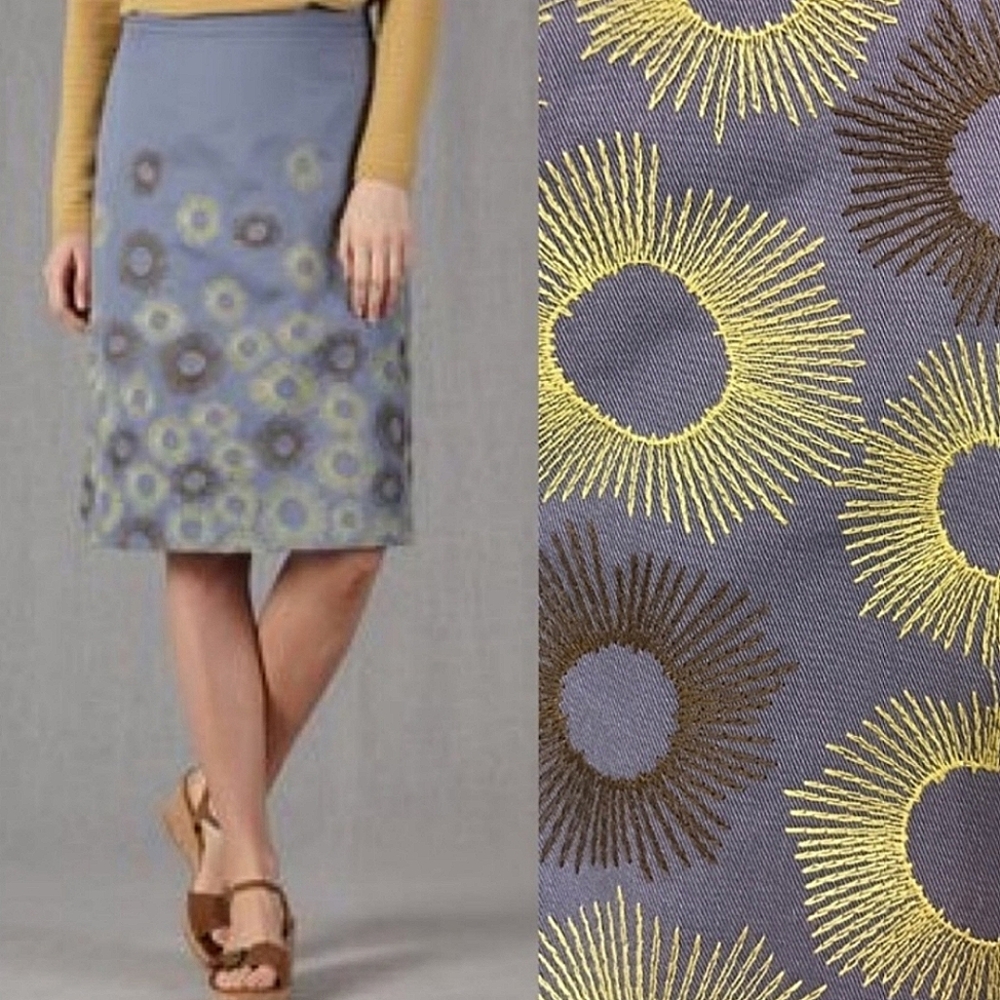 Boden Sunburst Embroidered A Line Skirt 6R
